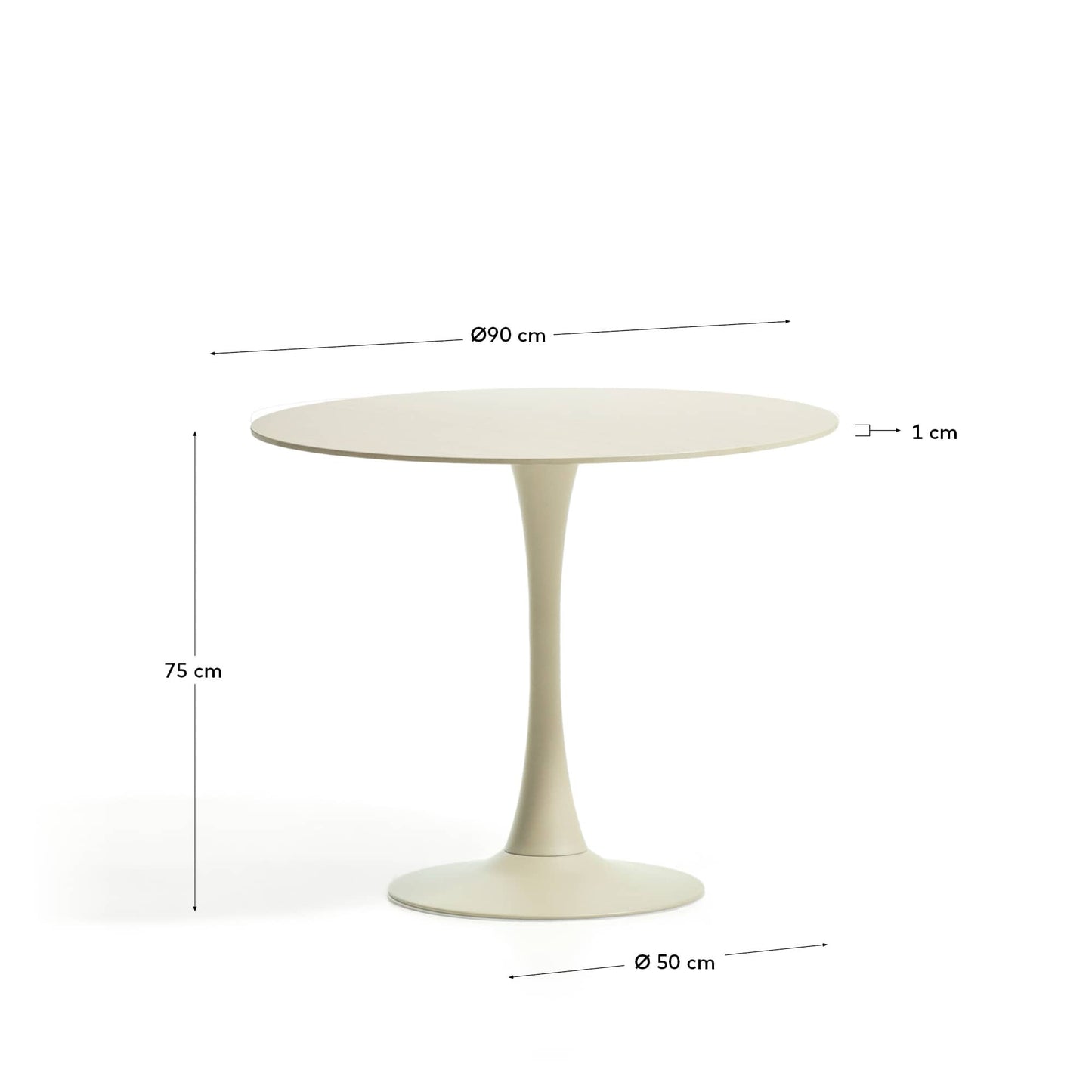 Tavolo rotondo Vedira in ceramica écru e acciaio beige Ø 90 cm