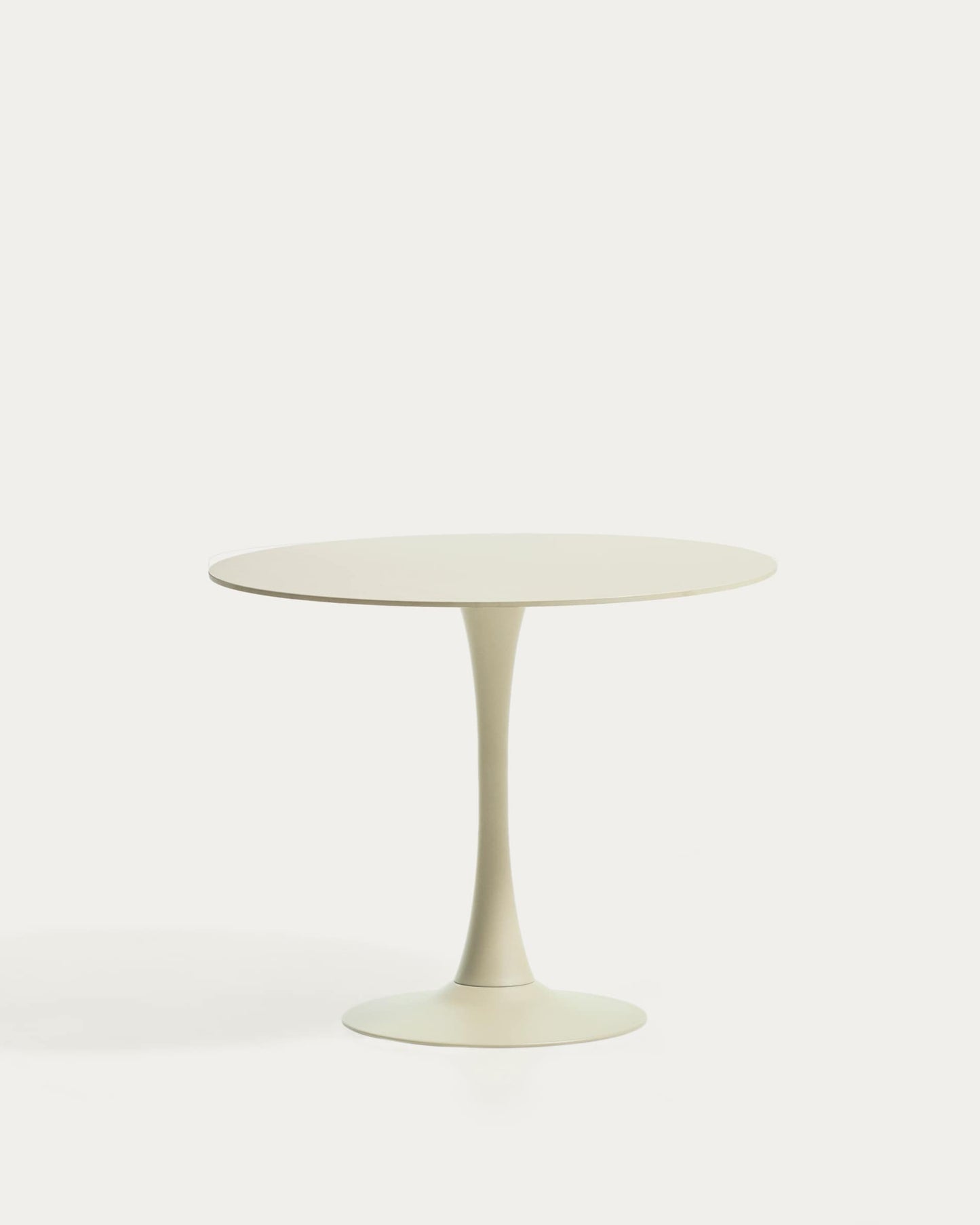 Tavolo rotondo Vedira in ceramica écru e acciaio beige Ø 90 cm