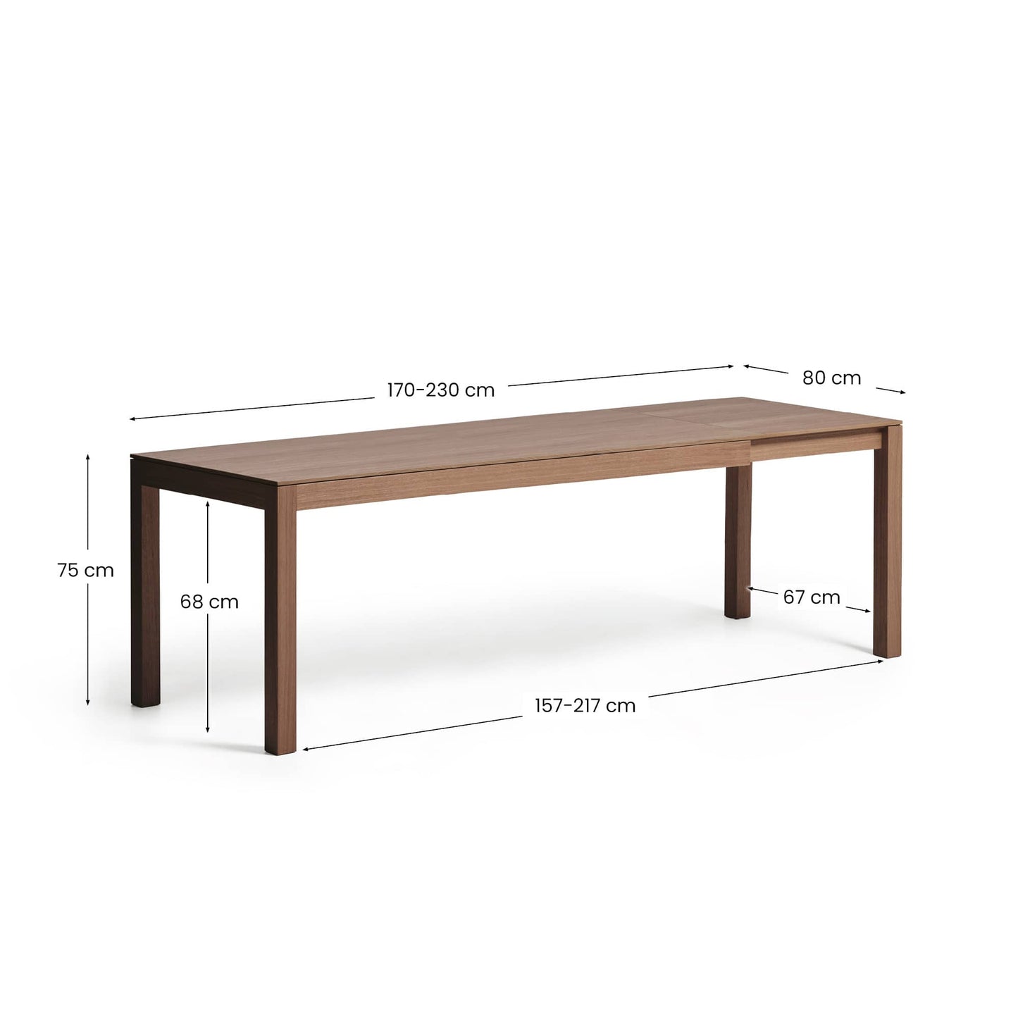 Tavolo allungabile Narevi in impiallacciatura di rovere con finitura noce 170 (230) x 80 cm
