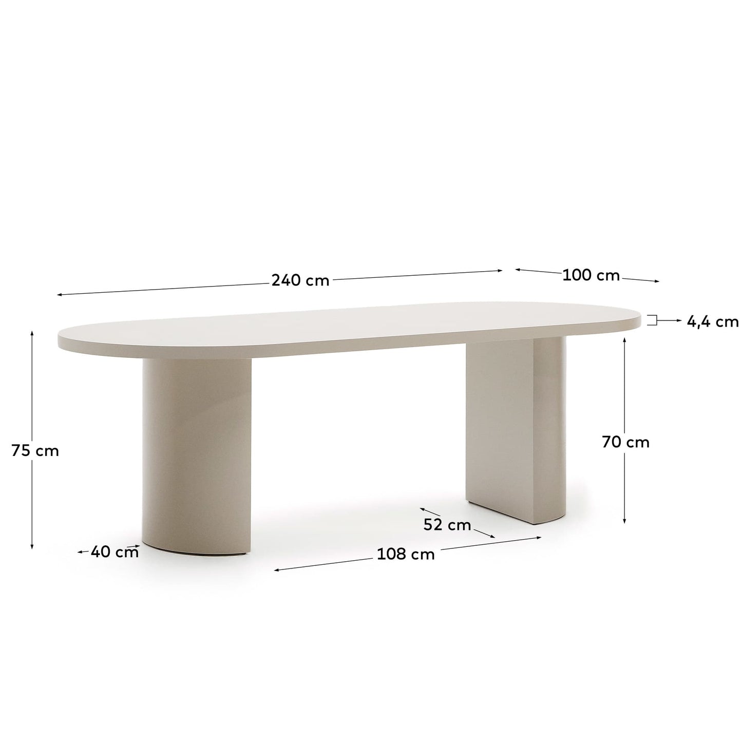 Tavolo Nealy MDF laccato con finitura écru 240 x 100 cm