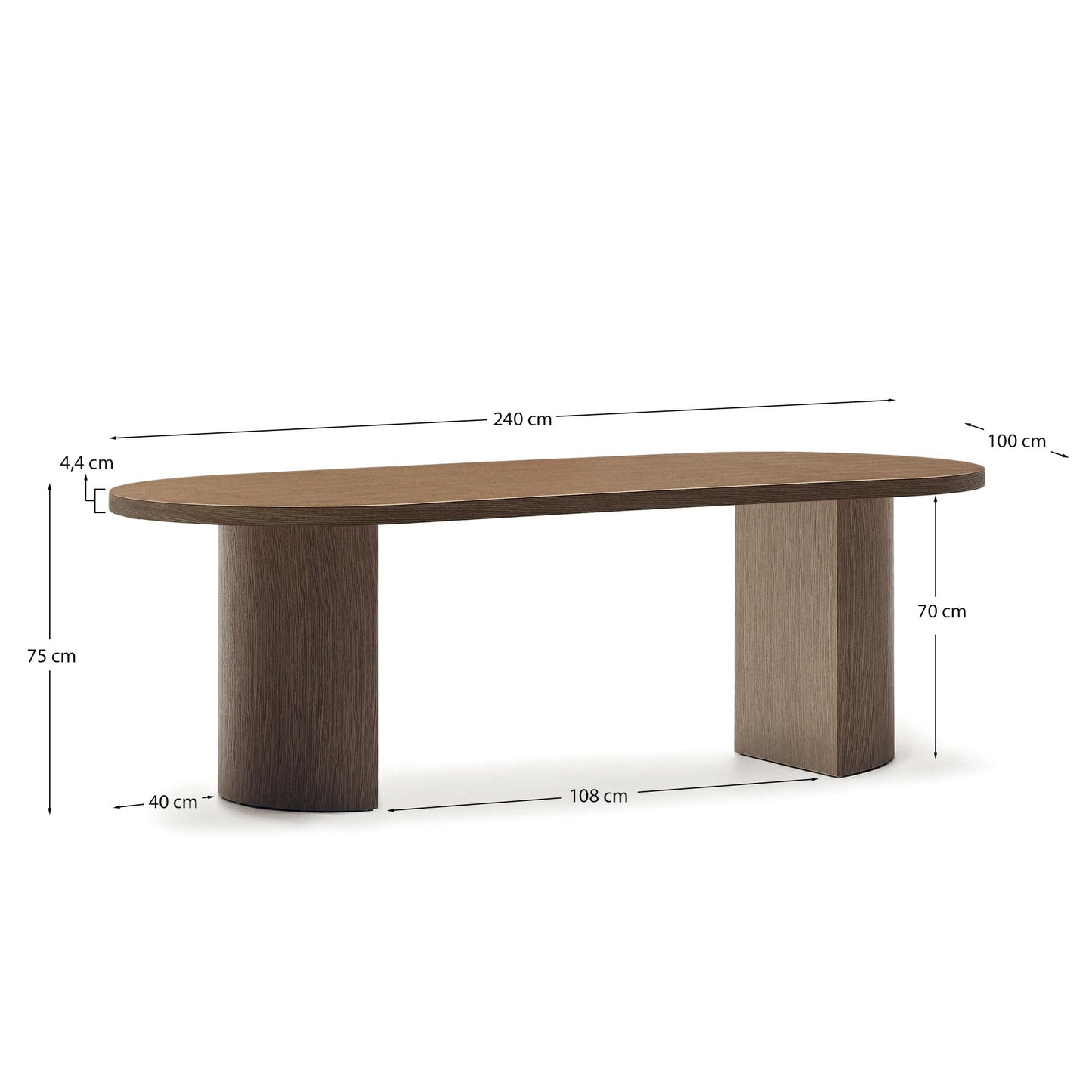 Tavolo Nealy con impiallacciatura in noce e finitura scura 240 x 100 cm