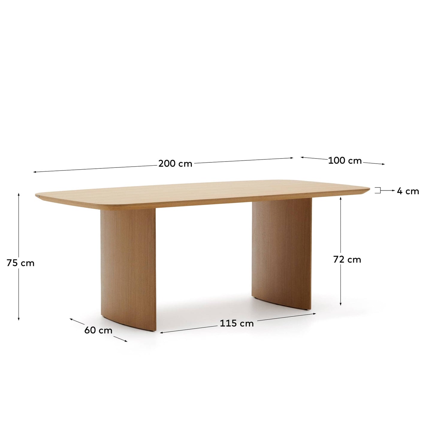 Tavolo Litto con impiallacciatura di rovere 200 x 100 cm