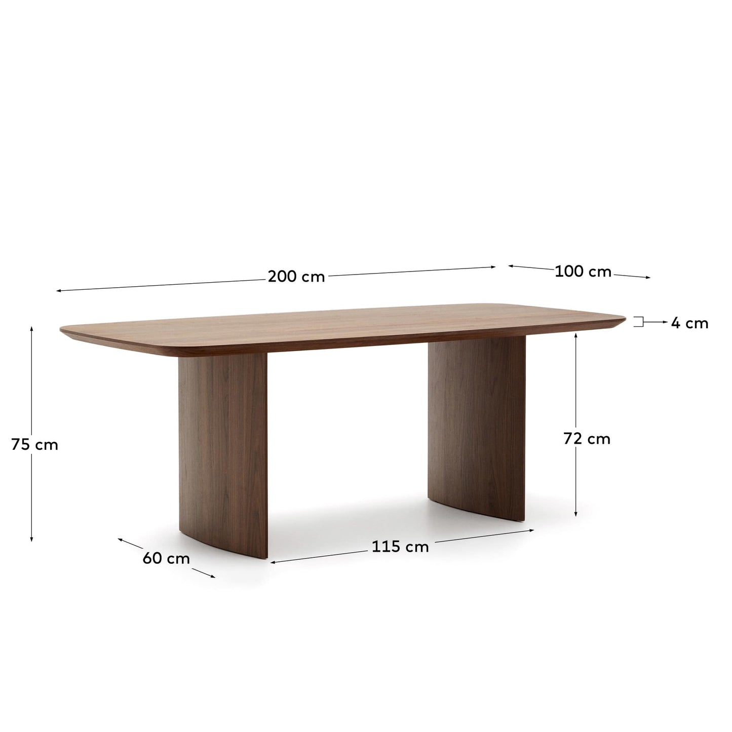 Tavolo Litto con impiallacciatura di noce 200 x 100 cm
