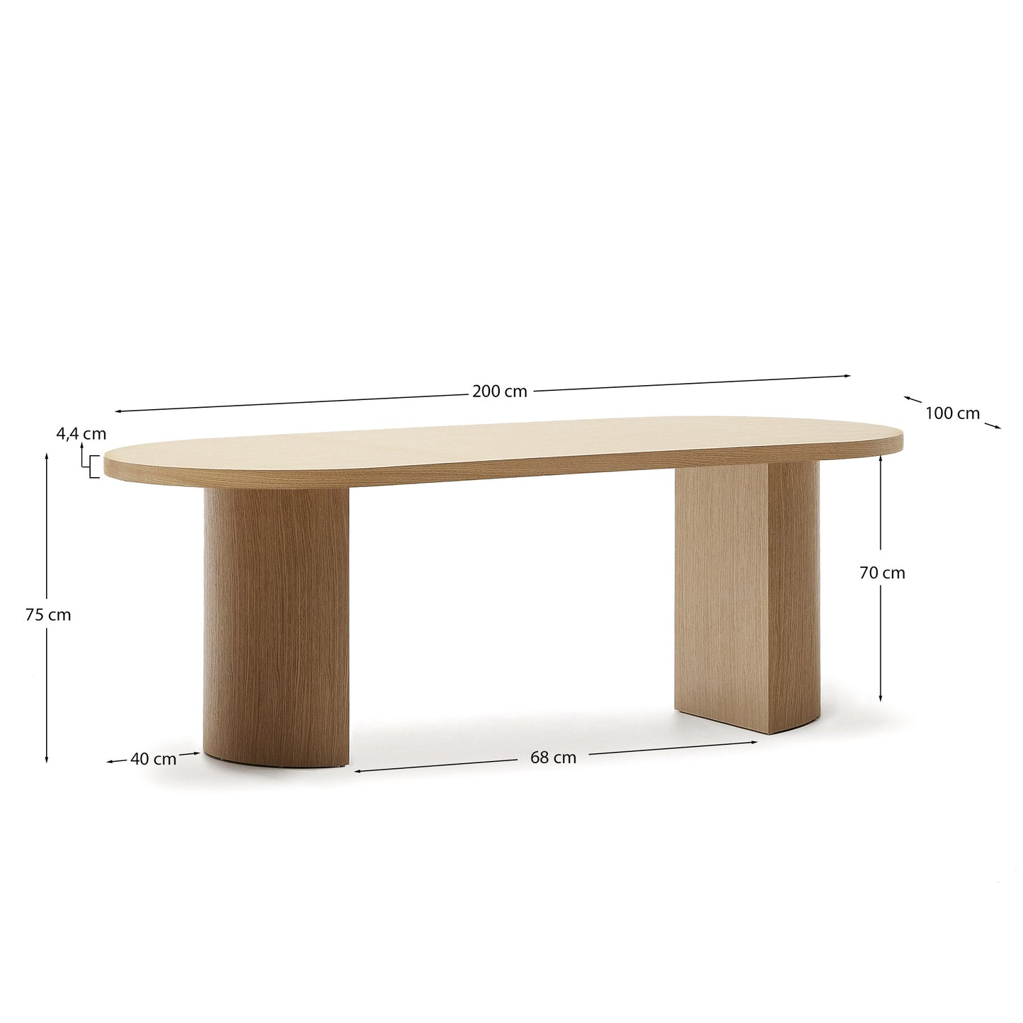 Tavolo Nealy con impiallacciatura in rovere e finitura naturale 200 x 100 cm