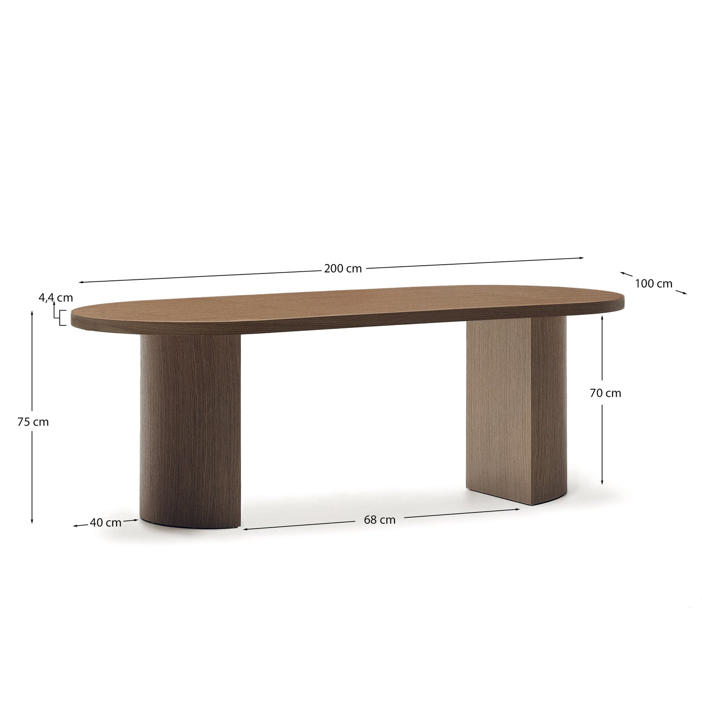 Tavolo Nealy con impiallacciatura in noce e finitura scura 200 x 100 cm