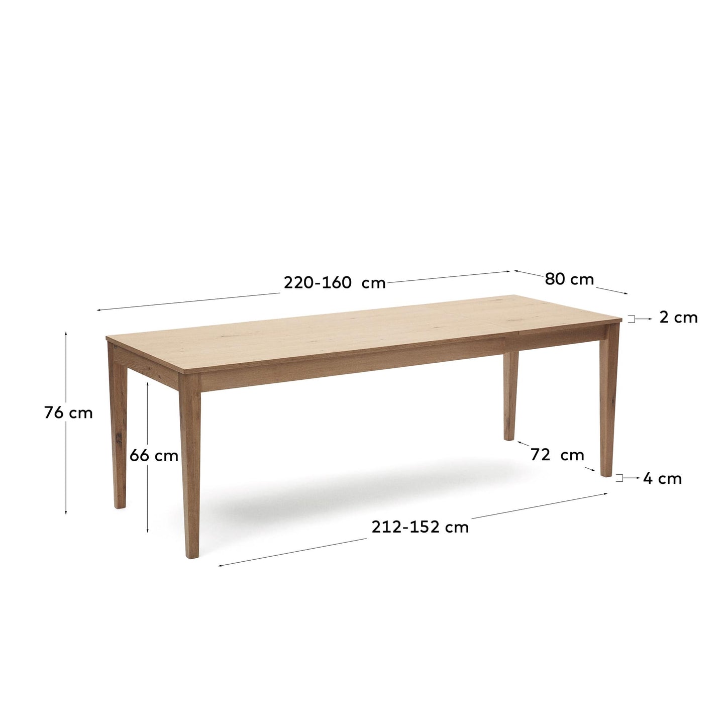 Tavolo allungabile Yain impiallacciato e legno massello di rovere 160 (220) x 80 cm