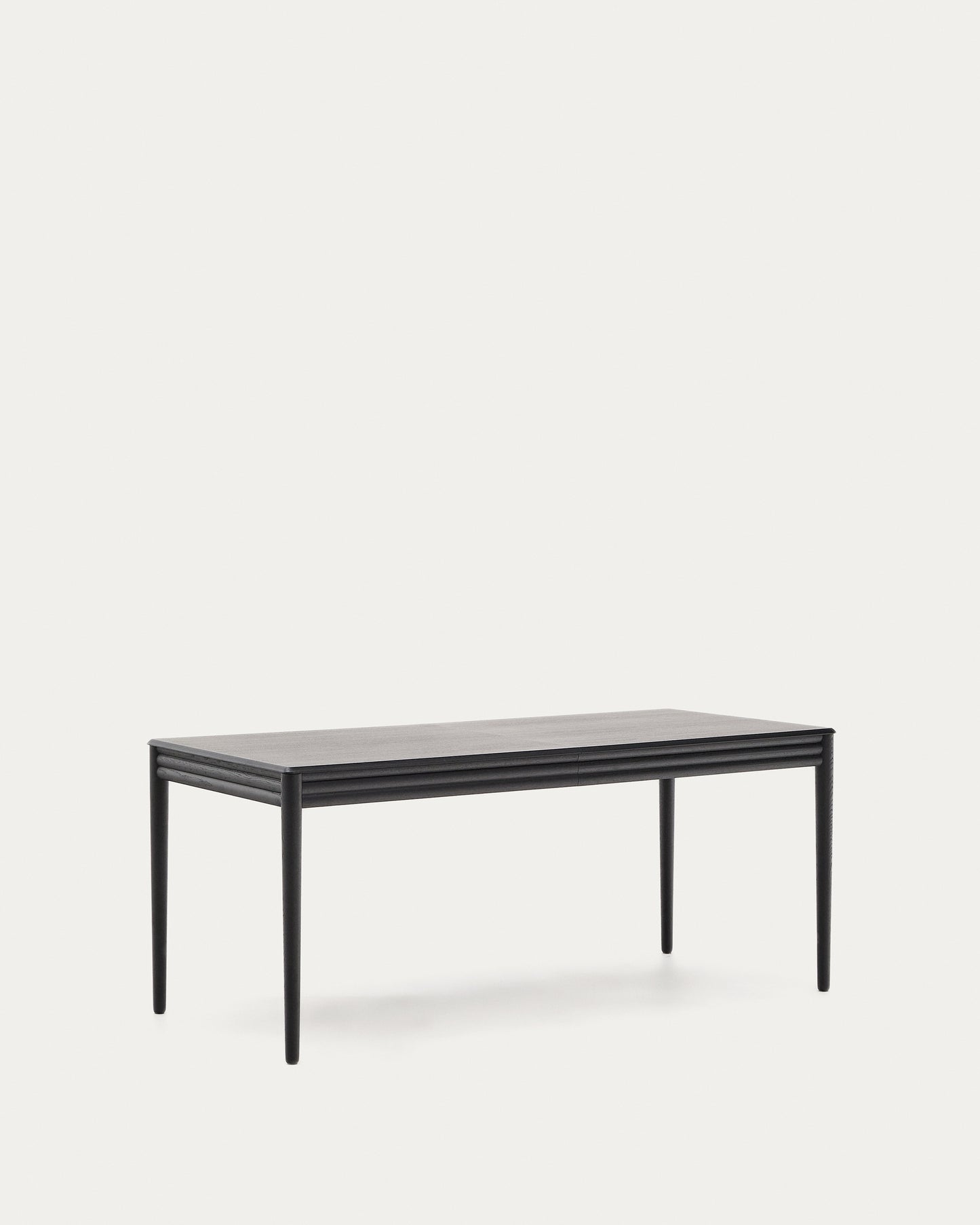 Tavolo allungabile Lenon in impiallacciatura e legno massello di rovere nero 160(200)x90 cm