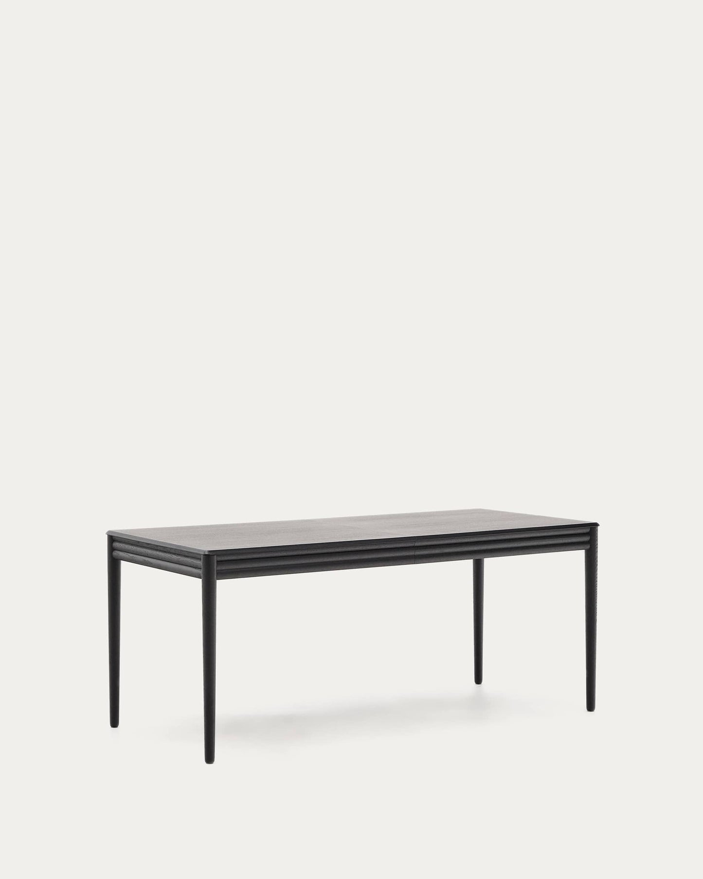 Tavolo allungabile Lenon in impiallacciatura e legno massello di rovere nero 160(200)x90 cm