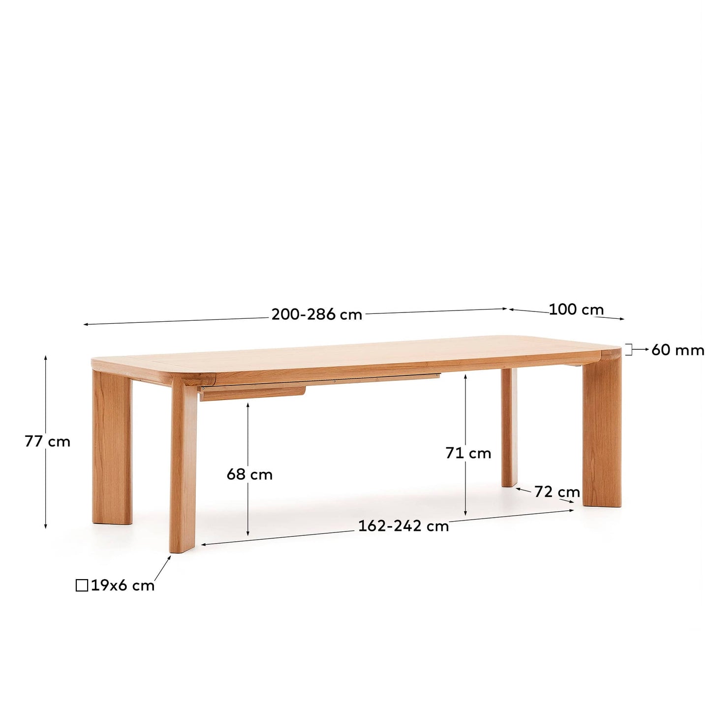 Tavolo allungabile Jondal in legno massiccio e impiallacciatura in rovere 200 (280) cm
