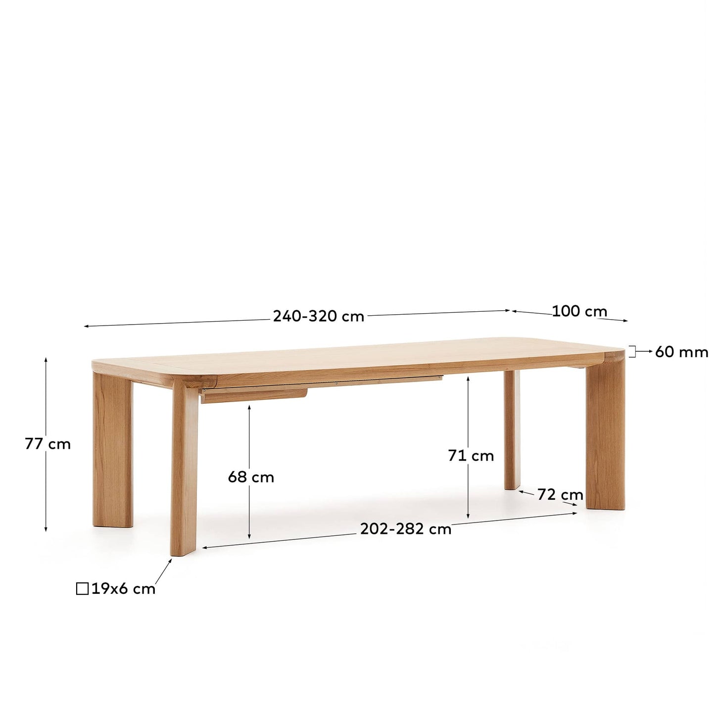Tavolo allungabile Jondal in legno massiccio e impiallacciatura in rovere 240 (320) cm