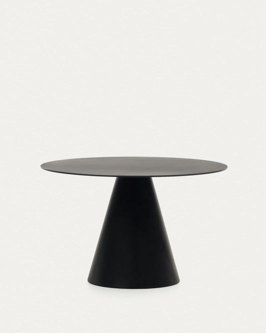 Tavolo rotondo Wilshire in vetro temperato e metallo verniciato nero Ø 120 cm