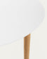 Tavolo rotondo allungabile Oqui MDF laccato bianco e gambe in faggio massiccio 90 (170) x 90 cm