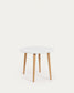 Tavolo rotondo allungabile Oqui MDF laccato bianco e gambe in faggio massiccio 90 (170) x 90 cm
