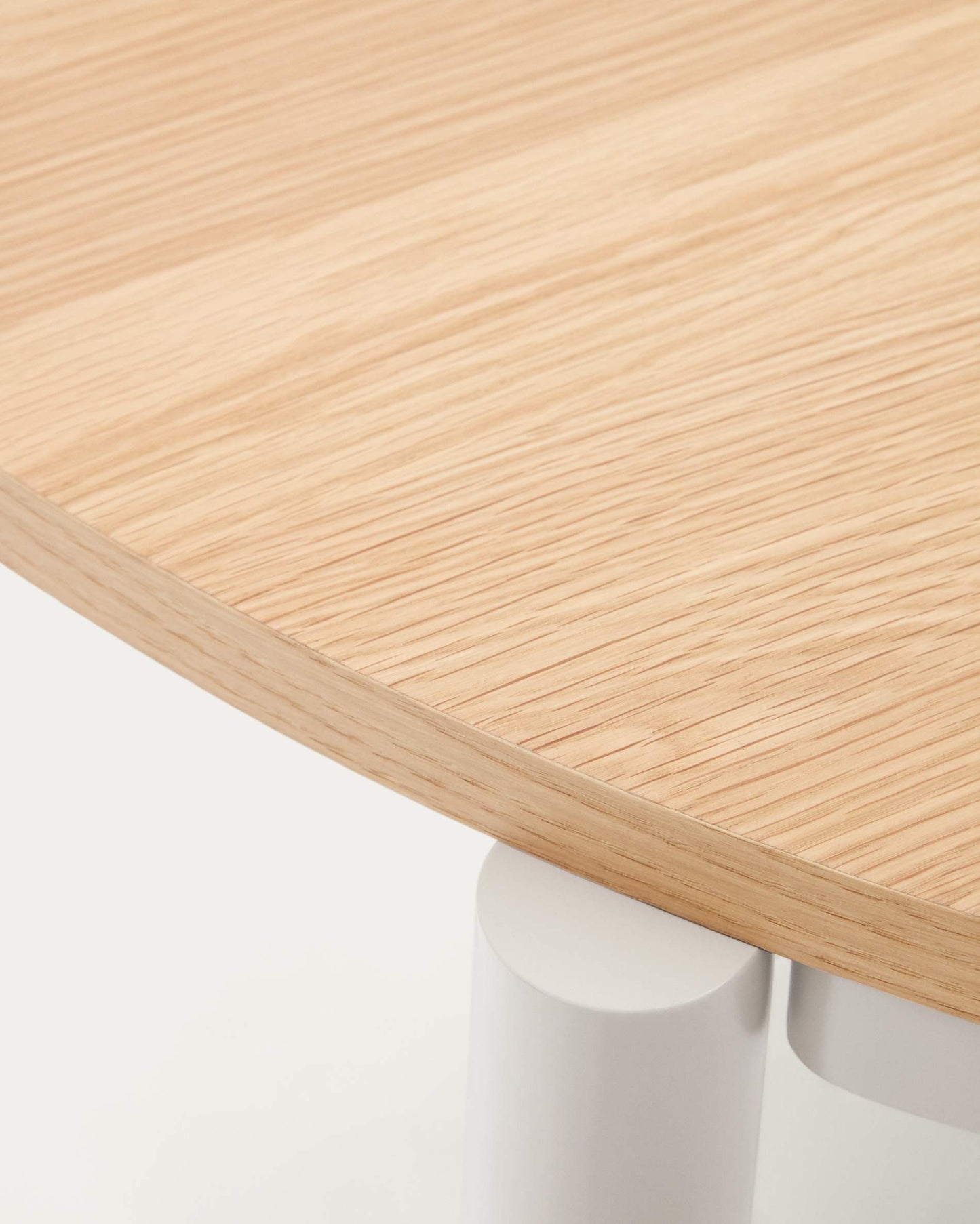 Tavolo rotondo allungabile Montuiri impiallacciatura di rovere e gambe d'acciaio finitura in grigio Ø 120 (200) cm