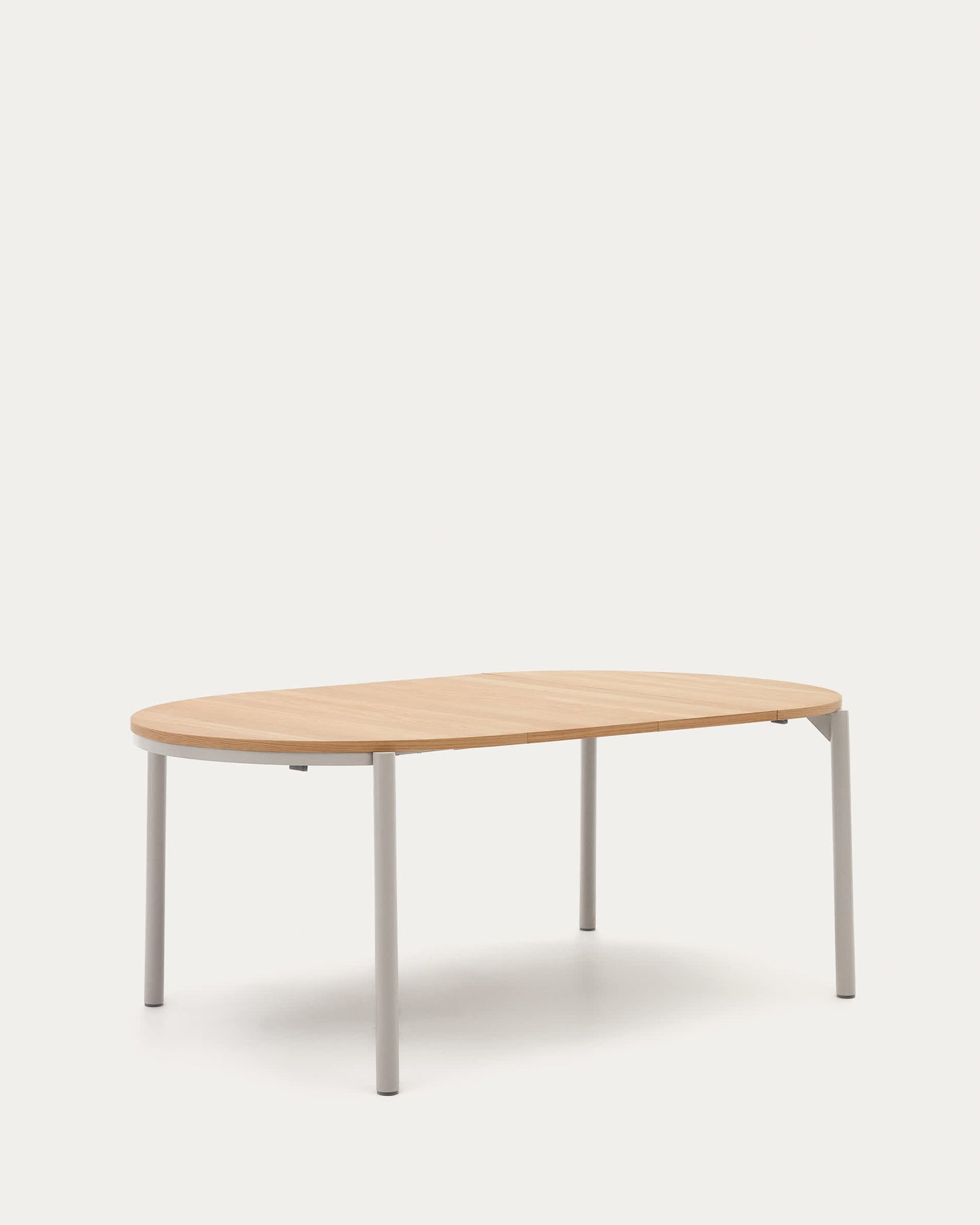 Tavolo rotondo allungabile Montuiri impiallacciatura di rovere e gambe d'acciaio finitura in grigio Ø 120 (200) cm
