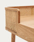 Scrivania impiallacciata in frassino massiccio e rattan 105 x 62 cm