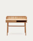 Scrivania impiallacciata in frassino massiccio e rattan 105 x 62 cm