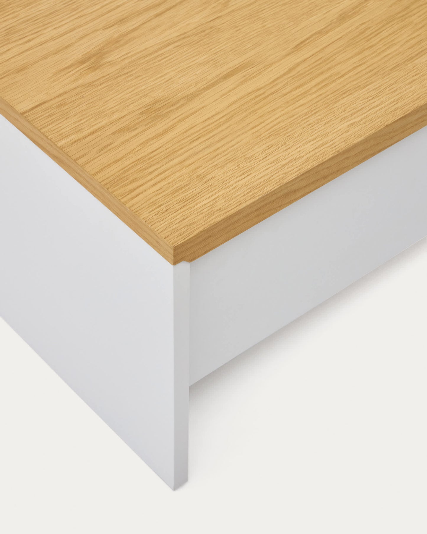 Tavolino rialzabile Abilen impiallacciato rovere e laccato bianco 110 x 60 cm