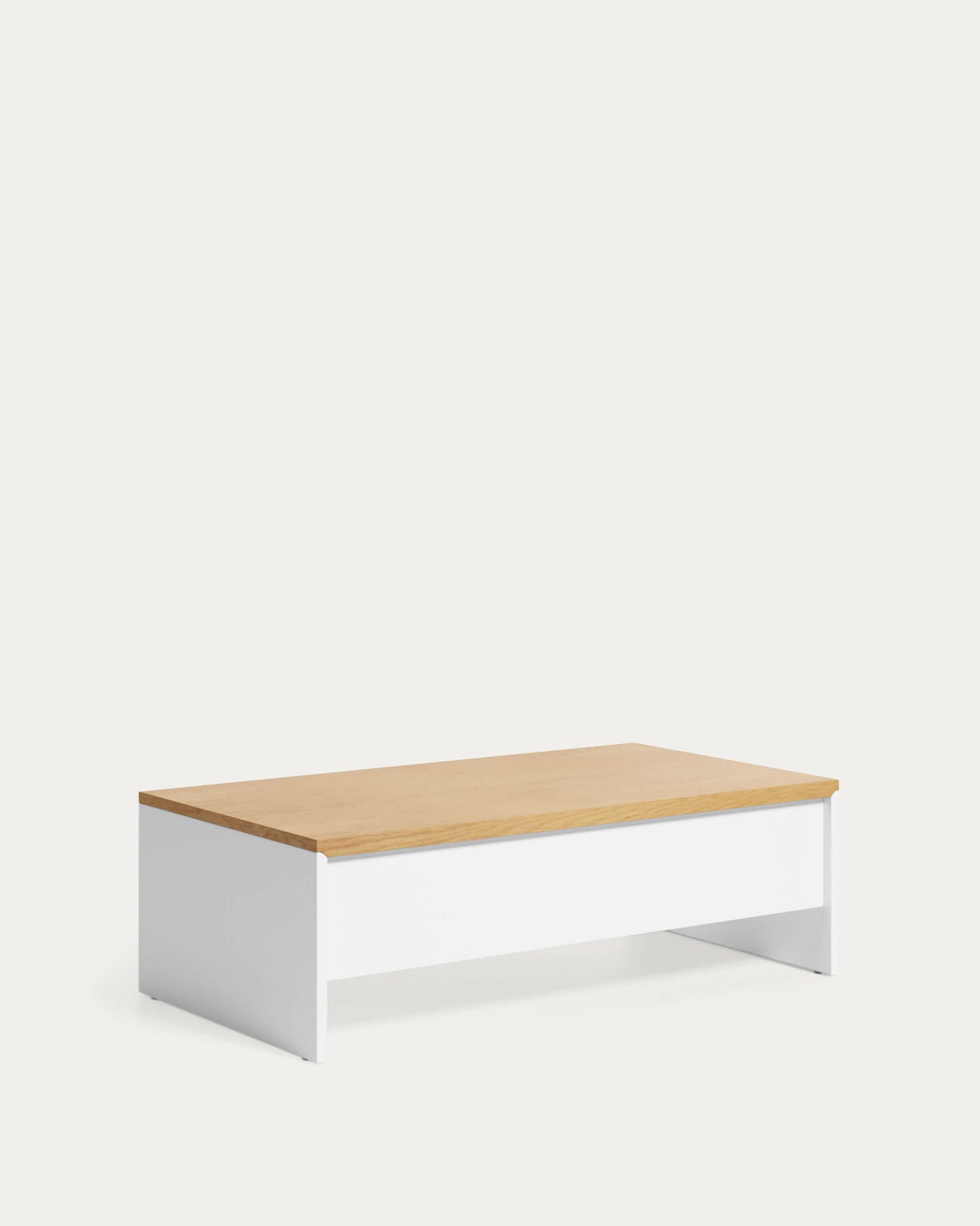 Tavolino rialzabile Abilen impiallacciato rovere e laccato bianco 110 x 60 cm