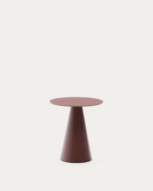 Tavolino d’appoggio Wilshire in vetro temperato smerigliato e acciaio verniciato terracotta satinato Ø50cm