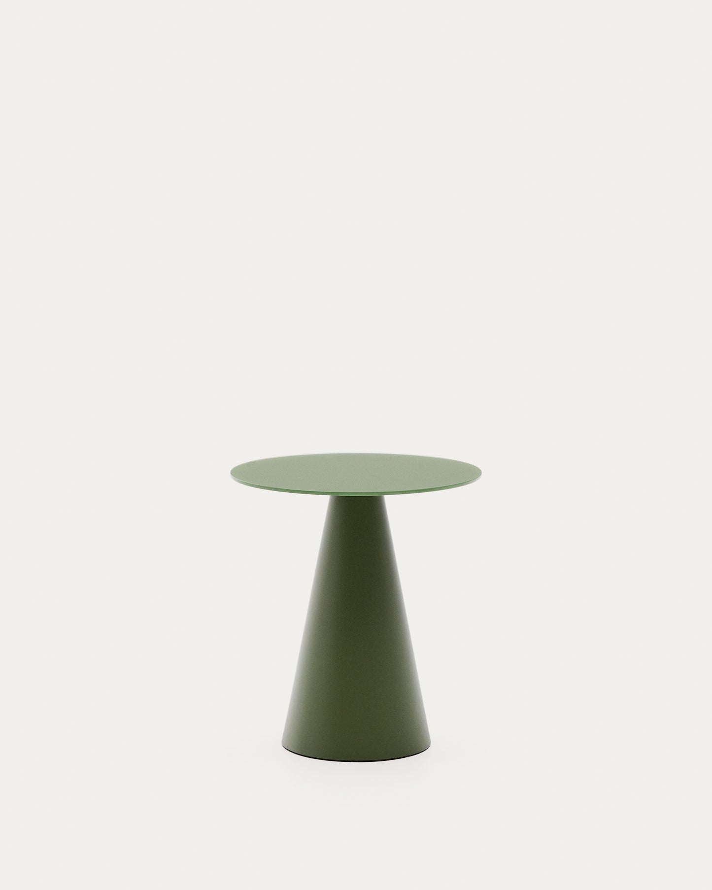 Tavolo d’appoggio Wilshire in vetro temperato smerigliato e acciaio verniciato verde opaco Ø 50cm