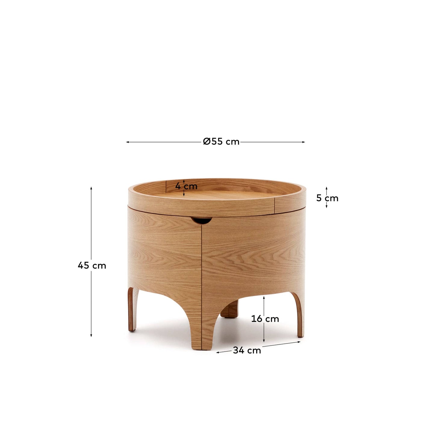 Comodino Octavia in legno impiallacciato di frassino Ø 55 cm
