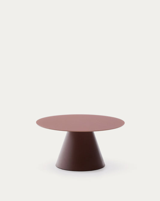 Tavolino Wilshire in vetro temperato smerigliato e acciaio verniciato terracotta satinato Ø 80cm