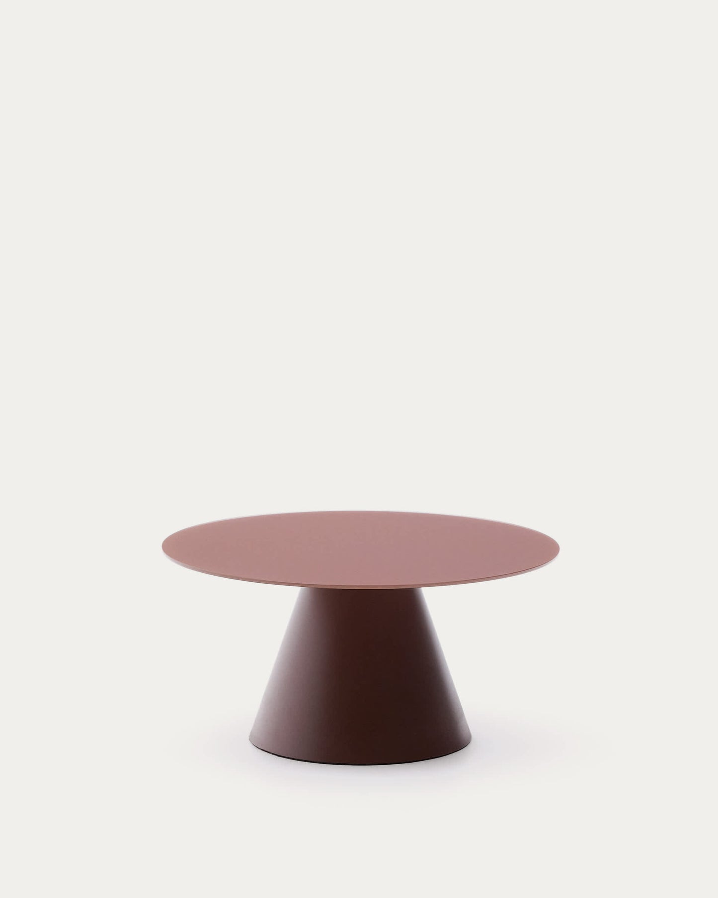 Tavolino Wilshire in vetro temperato smerigliato e acciaio verniciato terracotta satinato Ø 80cm