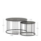 Set Hadar 2 tavolini ad incastro in vetro temperato e metallo verniciato nero Ø 75 cm / Ø 45 cm