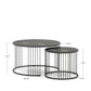 Set Hadar 2 tavolini ad incastro in vetro temperato e metallo verniciato nero Ø 75 cm / Ø 45 cm