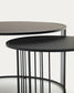 Set Hadar 2 tavolini ad incastro in vetro temperato e metallo verniciato nero Ø 75 cm / Ø 45 cm