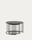 Set Hadar 2 tavolini ad incastro in vetro temperato e metallo verniciato nero Ø 75 cm / Ø 45 cm