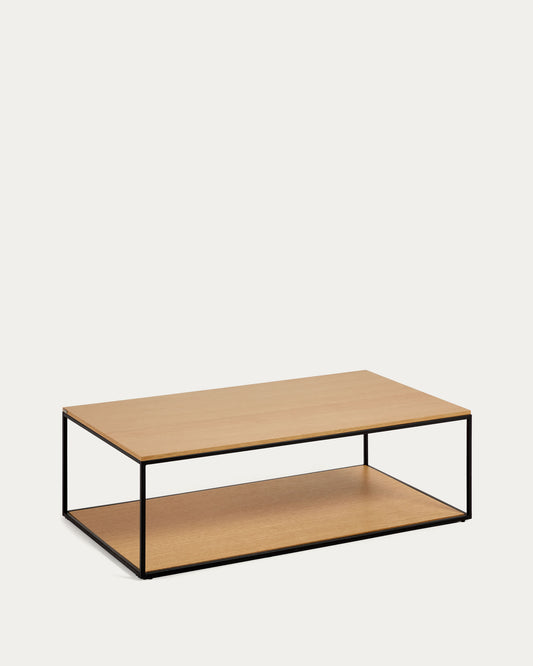 Tavolino Yoana impiallacciato rovere e struttura in metallo verniciato nero 110 x 60 cm