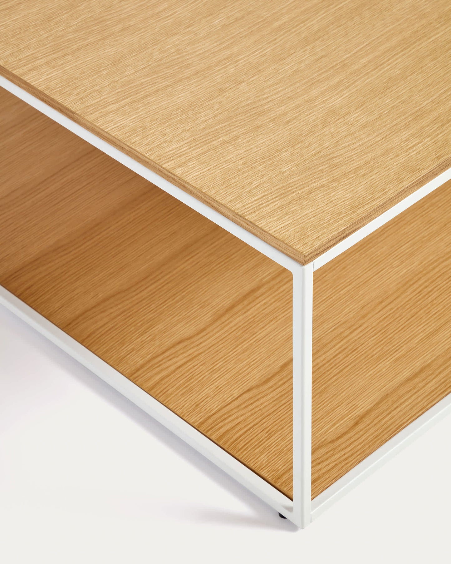 Tavolino Yoana impiallacciato rovere e struttura in metallo bianco 80 x 80 cm