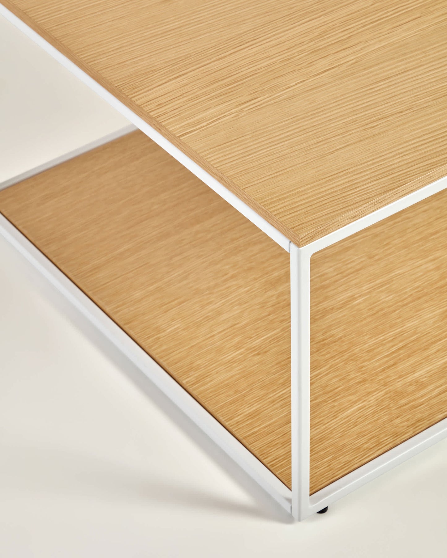 Tavolino Yoana impiallacciato rovere e struttura in metallo bianco 110 x 60 cm