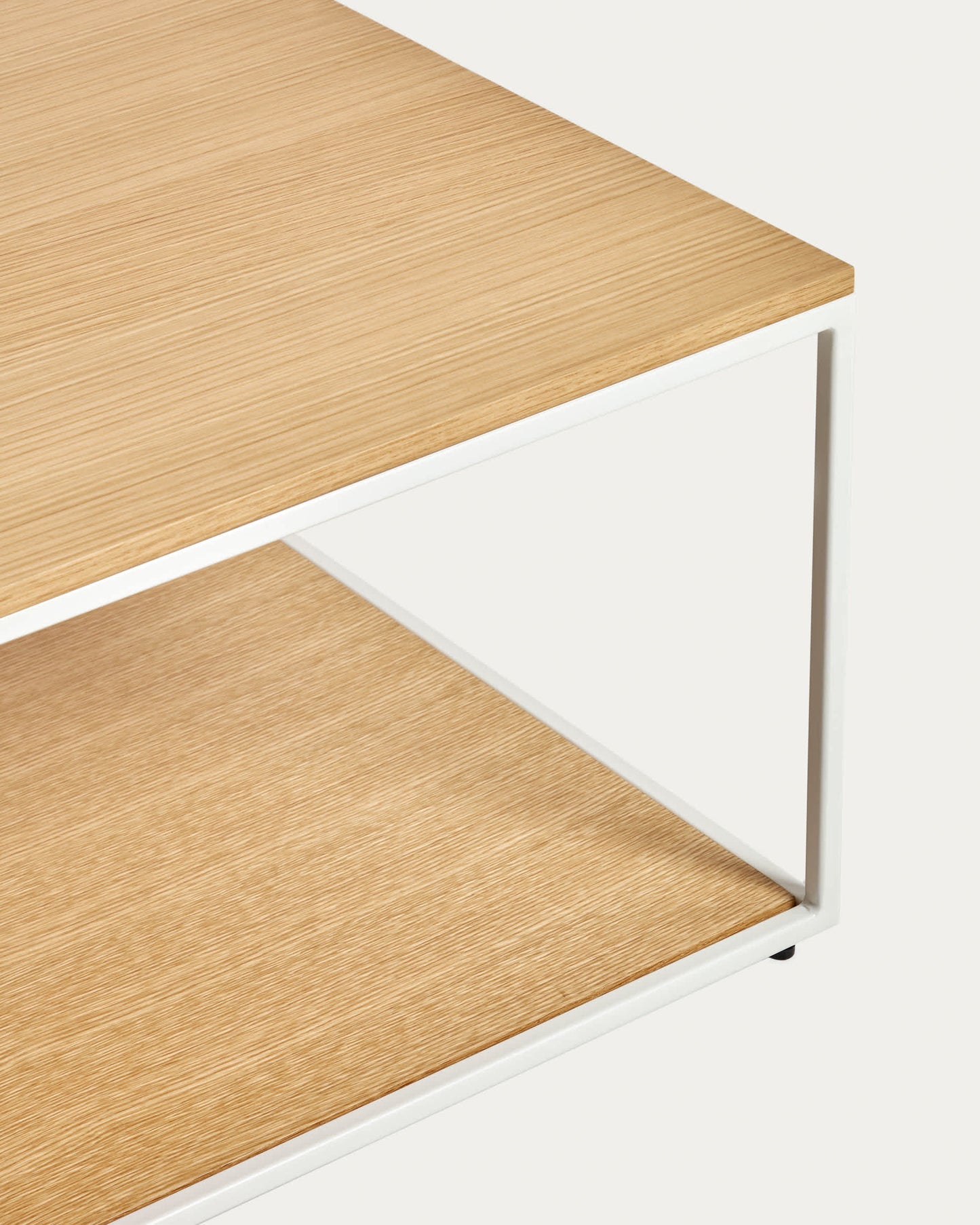 Tavolino Yoana impiallacciato rovere e struttura in metallo bianco 110 x 60 cm