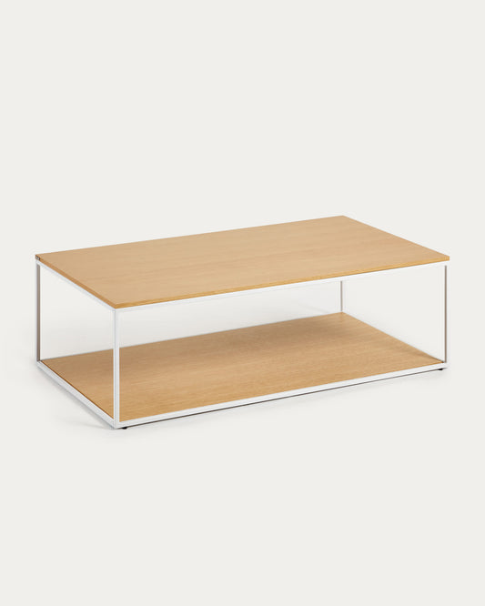 Tavolino Yoana impiallacciato rovere e struttura in metallo bianco 110 x 60 cm