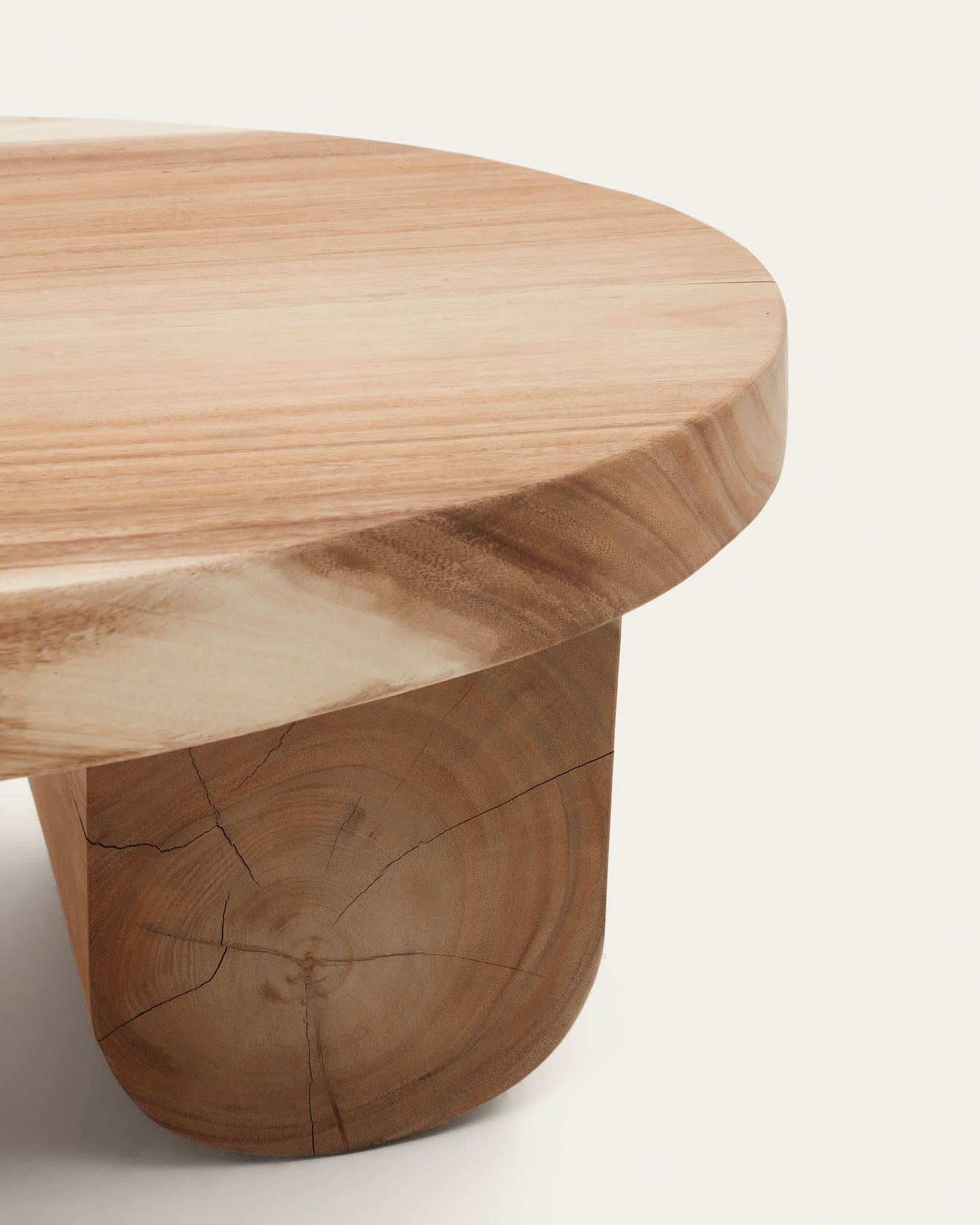 Tavolino da Salotto Mosi in legno massiccio di mungur Ø 90 x 60 cm