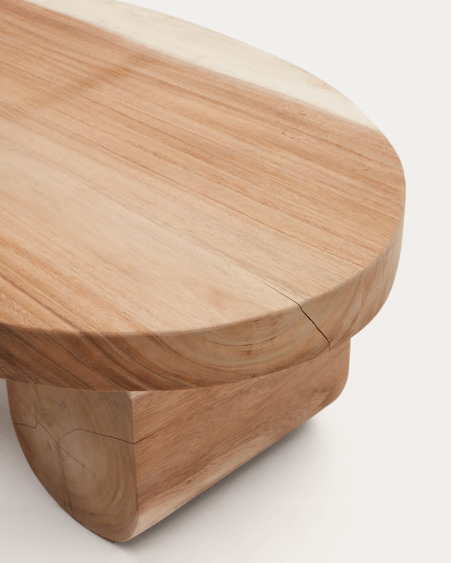 Tavolino da Salotto Mosi in legno massiccio di mungur Ø 90 x 60 cm