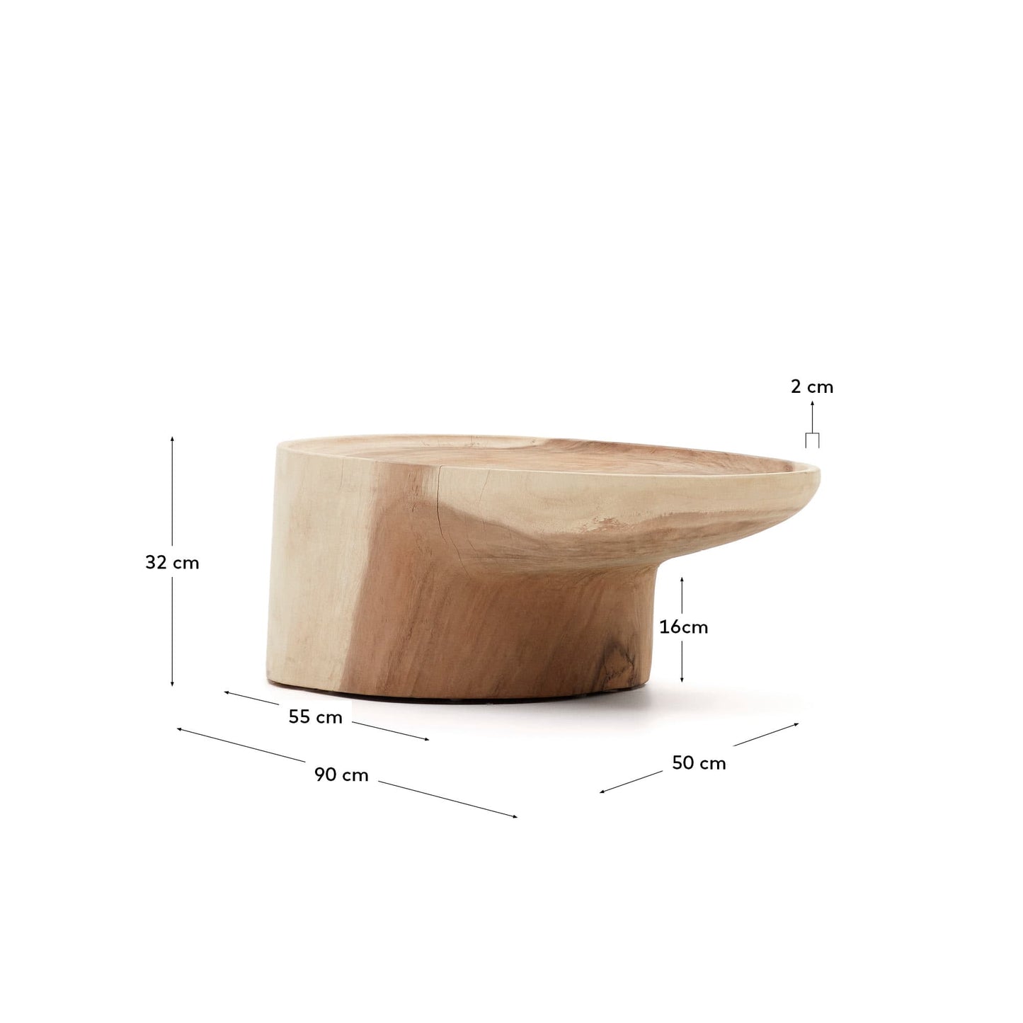 Tavolino da Salotto con gamba Mosi in legno massiccio di mungur Ø 90 x 50 cm
