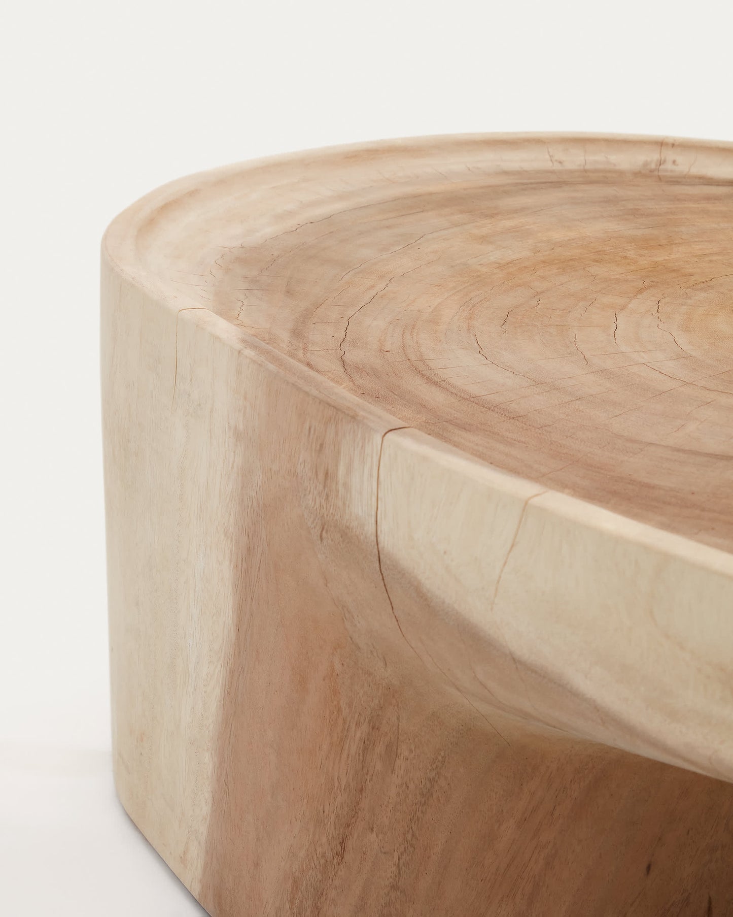 Tavolino da Salotto con gamba Mosi in legno massiccio di mungur Ø 90 x 50 cm