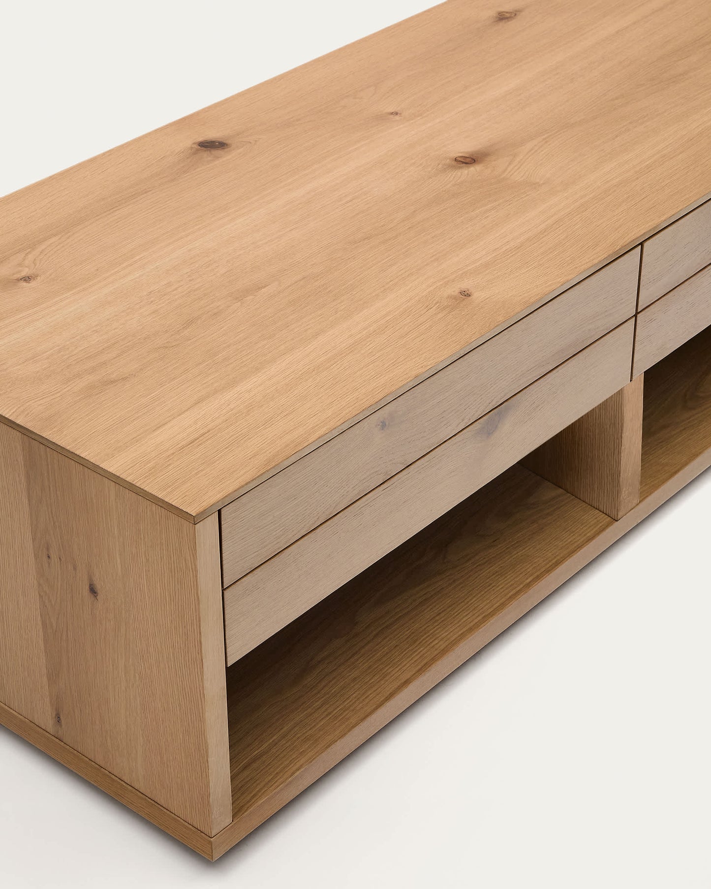 Tavolino salotto Alguema 2 cassetti impiallacciatura in rovere finitura naturale 140 x 60 cm