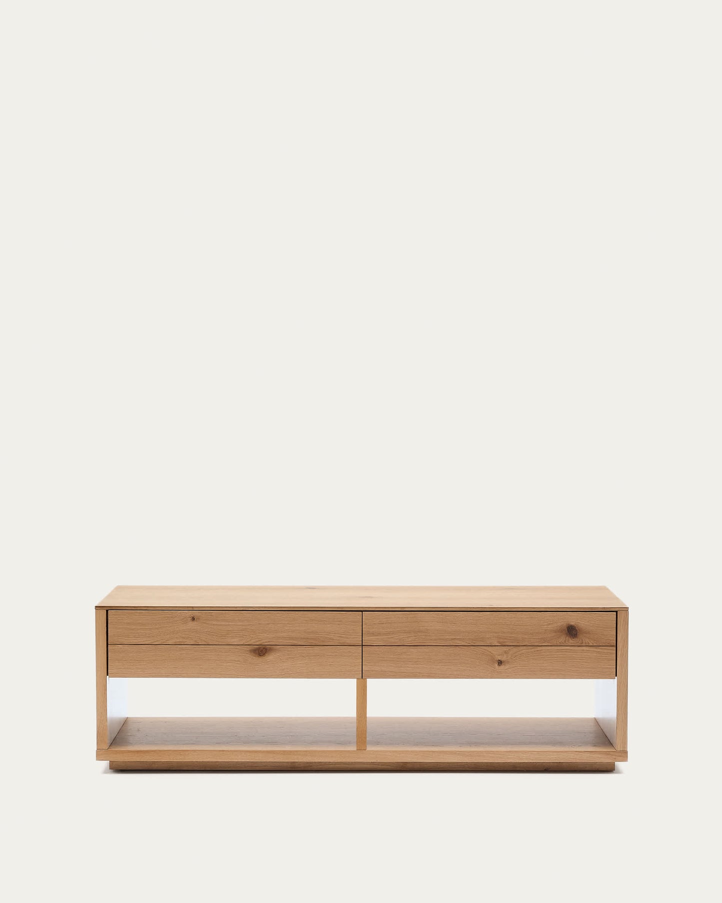 Tavolino salotto Alguema 2 cassetti impiallacciatura in rovere finitura naturale 140 x 60 cm
