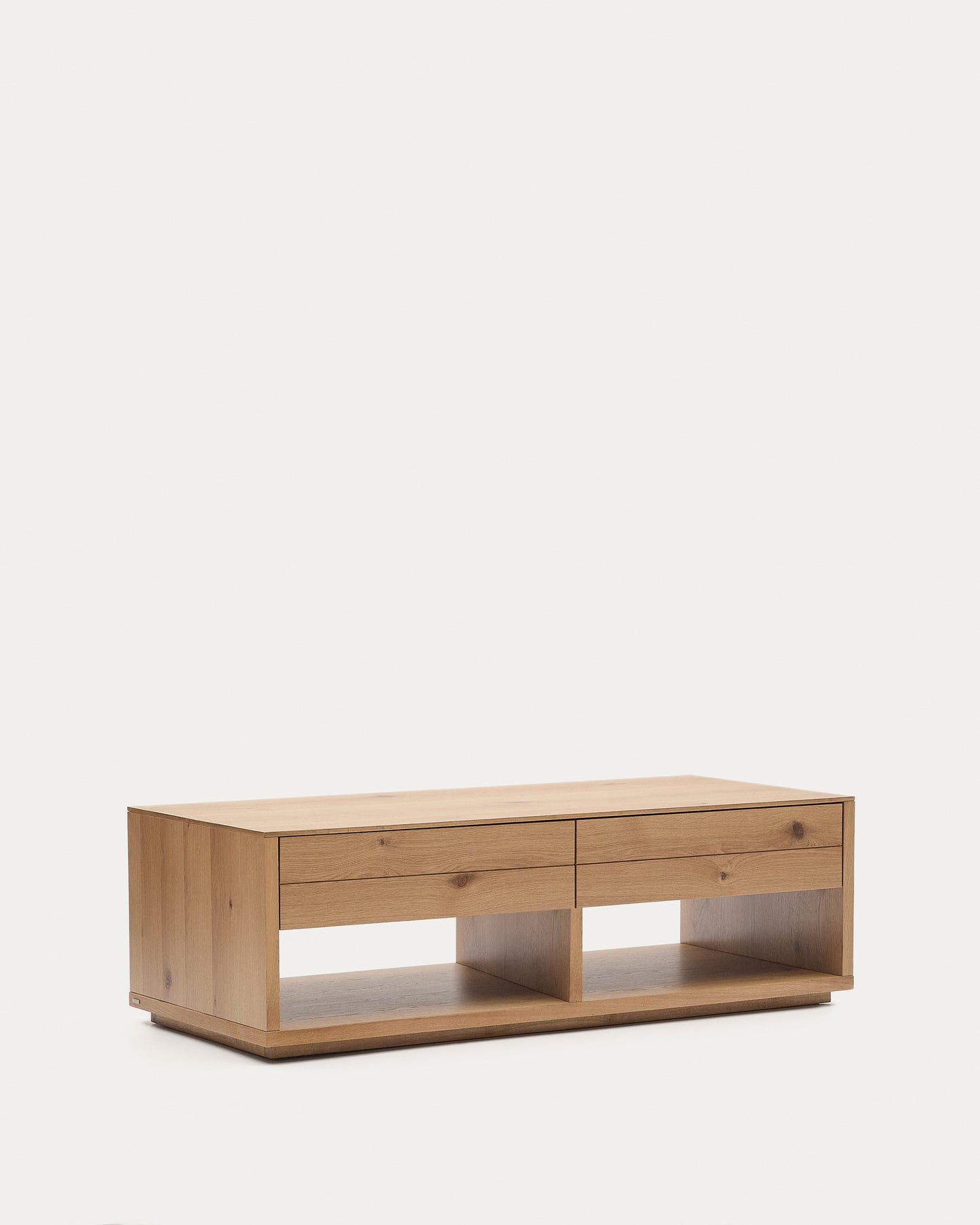 Tavolino salotto Alguema 2 cassetti impiallacciatura in rovere finitura naturale 140 x 60 cm