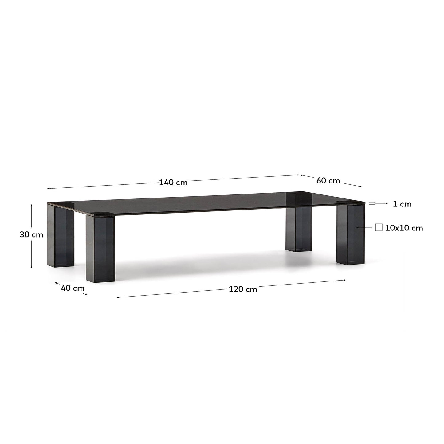 Tavolino salotto Adularia di vetro temperato grigio scuro 140 x 60 cm