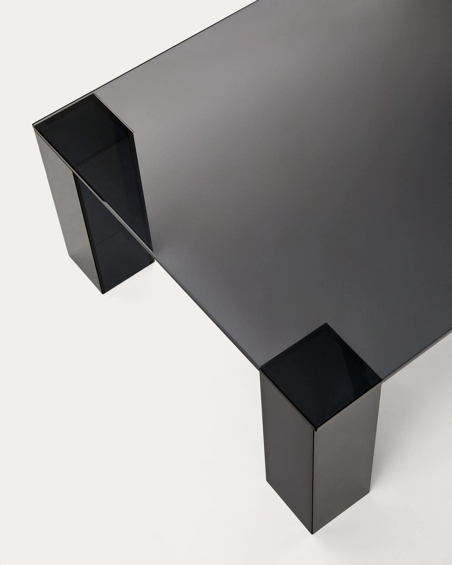 Tavolino salotto Adularia di vetro temperato grigio scuro 140 x 60 cm
