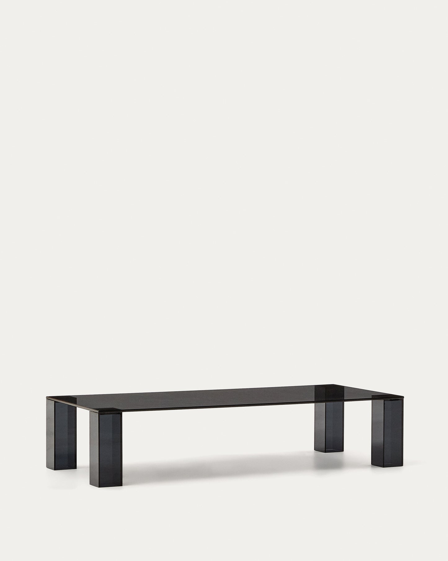 Tavolino salotto Adularia di vetro temperato grigio scuro 140 x 60 cm