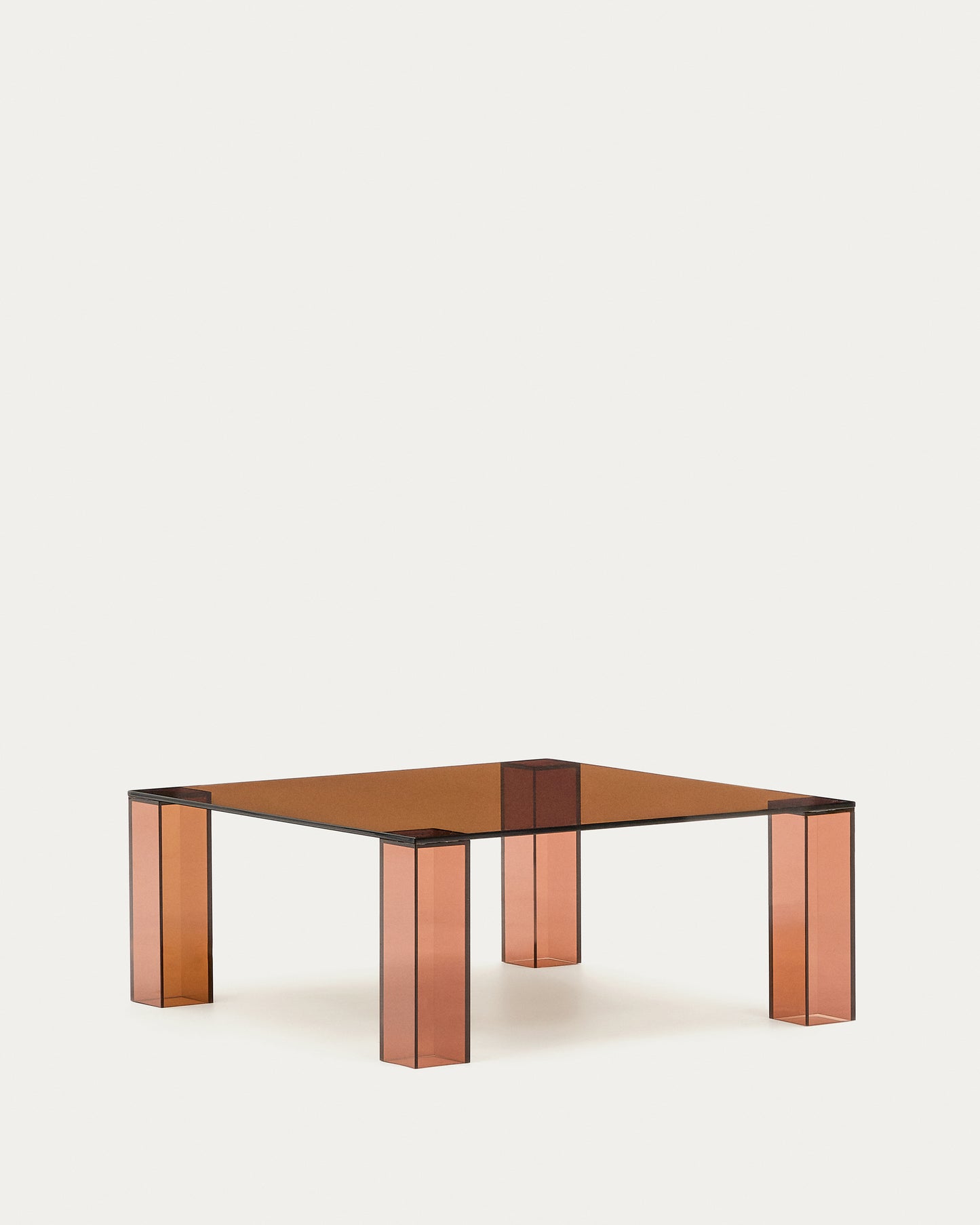 Tavolo d’appoggio Adularia di vetro temperato marrone 85 x 85 cm