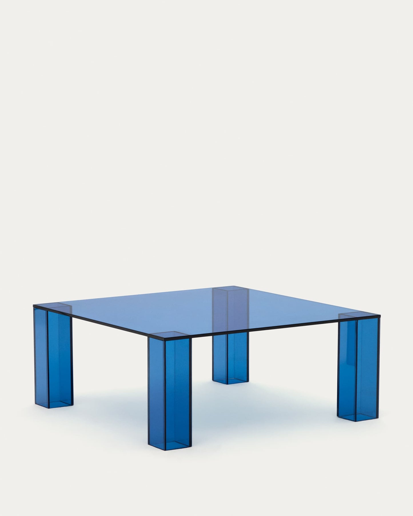 Tavolo d’appoggio Adularia di vetro temperato blu 85 x 85 cm