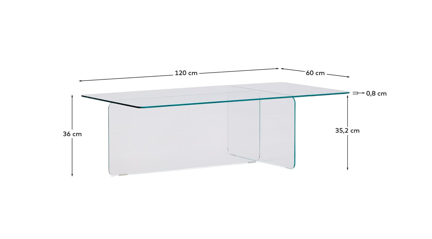 Tavolino salotto Zaren di vetro temperato trasparente 120 x 60 cm